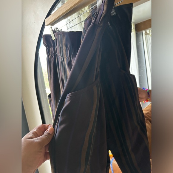 ZARA| High waited draw string striped pants | size large - Picture 7 of 10